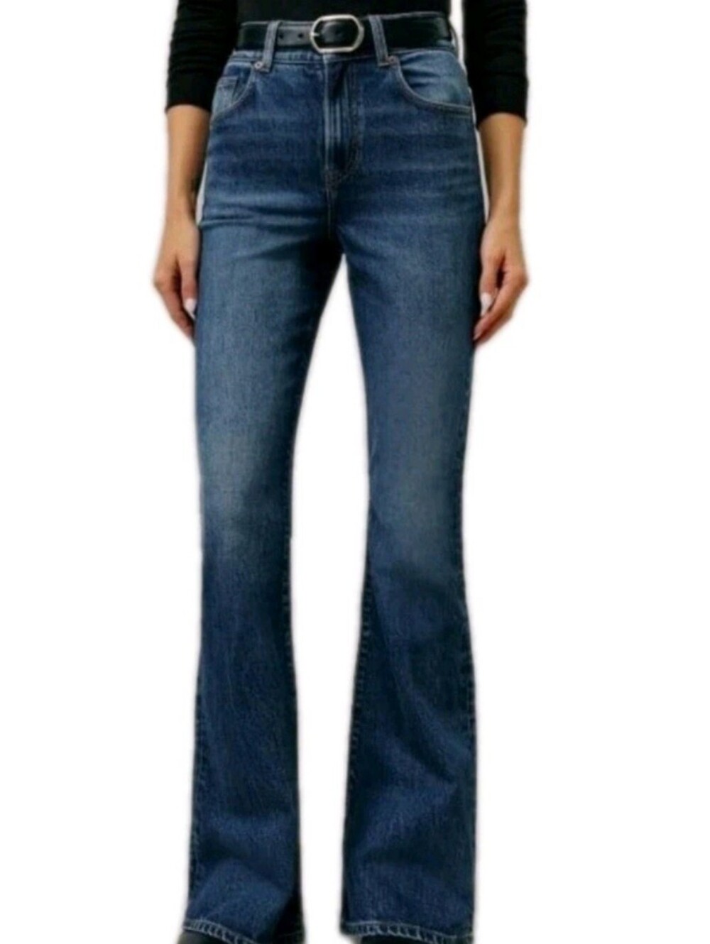 Reformation Dark Blue High-Rise Flare Jeans